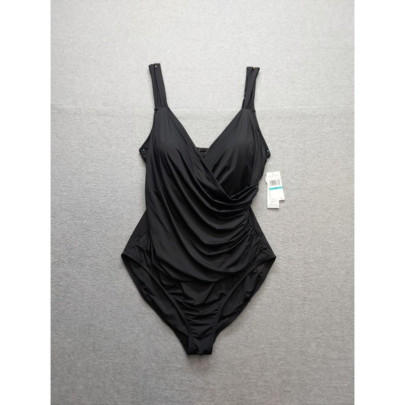 Jantzen Other - Jantzen Women Swimsuits 16 Black V Neck Pull On Stretched Comfort Beach Wear